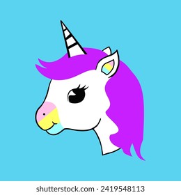 Very cute colored unicorn vector