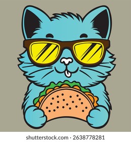 Very cute and cool colored cat animal vector design is perfect for a t-shirt image.