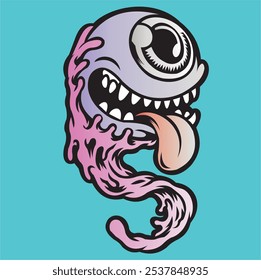 Very cute and cool monster cartoon vector image design. very suitable for stickers or clothing brands