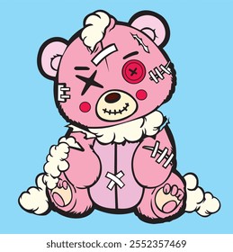 Very cute and cool teddy bear vector design is very suitable for a picture on a t-shirt.