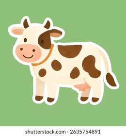 very cute cow is smiling cartoon