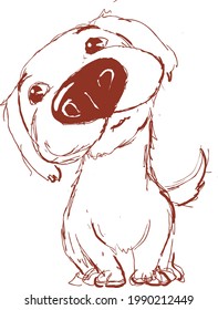 Very Cute Dog Sketch Drawing by Hand - Vector Illustration