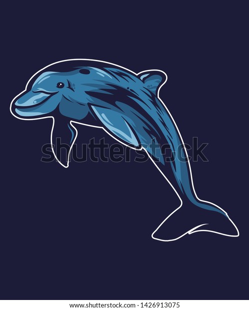 Very Cute Dolphin Which Jump Out Stock Vector Royalty Free 1426913075