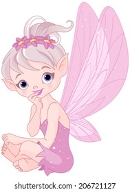 Very cute fairy sitting and listens attentively