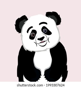 Very cute and funny panda. Delicate image. Vector. Illustration. Flat style. Animation. Animal. Chinese bear. Background