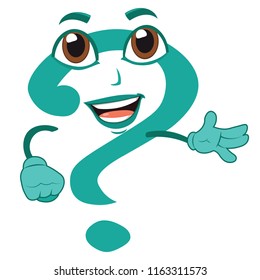 Very cute funny question mark character presenting your contents showing presentation about your business