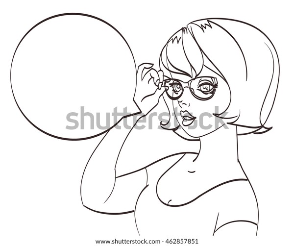 Very Cute Girl Glasses Pop Art Stock Vector Royalty Free