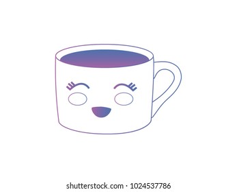 very cute gradient coffee cup is very happy, cartoon