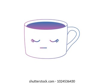 very cute gradient cup of coffee is sleeping, cartoon