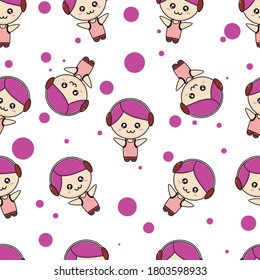 Very cute kuky seamless pattern suitable for wall background or printed on fabric