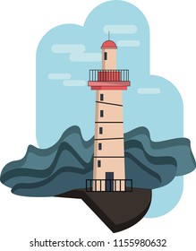 Very cute lighthouse performed in vector with the adding of shadow. Great illustration for books and other areas of usages
