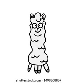 Very cute Llama cartoon style. Animal wildlife lama Flat vector illustration. Kawaii card sketch for t shirt design,  books, Greeting cards, posters