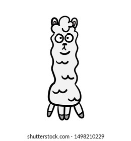Very cute Llama cartoon style. Animal wildlife lama Flat vector illustration. Kawaii card sketch for t shirt design,  books, Greeting cards, posters
