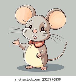 Un personaje de ratón muy lindo - Una imagen vectorial y una silueta aislada en fondo gris claro