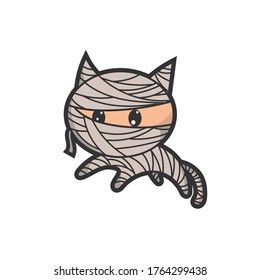 Very cute mummy cat, good for stickers, doodles, drawings, t shirt design, halloween