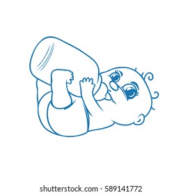 very cute newborn baby who drinks milk