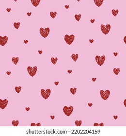 A very cute pattern of painted hearts. Cute pink heart seamless pattern. Print for lovers
