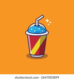 very cute refreshing drink for summer holiday 2d design vector flat design
