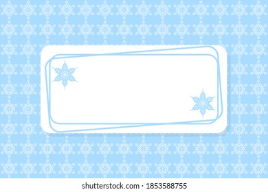 Sehr süß! Einfaches Winterschnee-Hintergrund-Design für Ihre Kreativität. Weiße Schneeflocken in der üblichen Reihenfolge in einer Reihe. Leicht bearbeitbarer, vektorblauer Hintergrund mit weißen Schneeflocken.