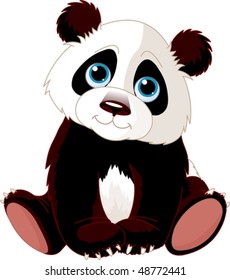 Very cute sitting panda;