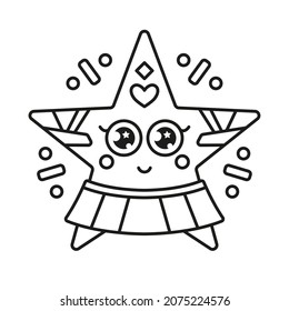 Very Cute Star - Christmas coloring page for book and drawing