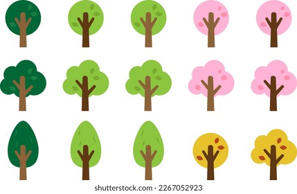 Very cute tree illustration set