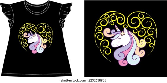 very cute unicorn t shirt graphic design vector illustration digital file