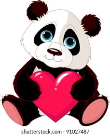 Very cute Valentine Panda holding Love heart