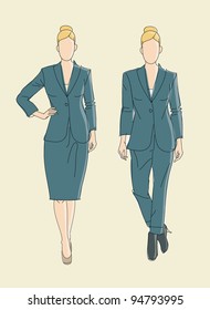 Very cute vector hand drawn Fashion illustration business women