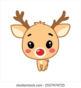 Very cute vector Rundolph suitable for elements on posters, cards and so on at Christmas celebrations