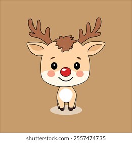 Very cute vector Rundolph suitable for elements on posters, cards and so on at Christmas celebrations