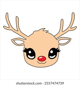 Very cute vector Rundolph suitable for elements on posters, cards and so on at Christmas celebrations