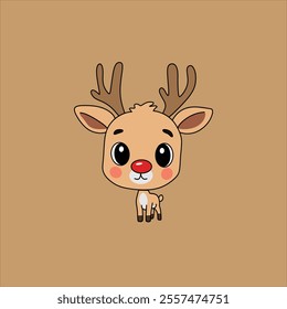 Very cute vector Rundolph suitable for elements on posters, cards and so on at Christmas celebrations