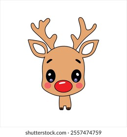 Very cute vector Rundolph suitable for elements on posters, cards and so on at Christmas celebrations
