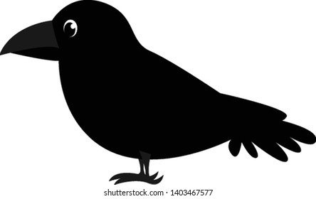 Un cuervo negro muy oscuro que es gordo y pequeño , vector, dibujo de color o ilustración.