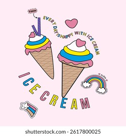 very day  happy with tee design funny colorful design style cartoon font .e