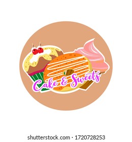 very delicious cupcake and donuts with paste spread vector illustration