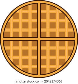 Very Delicious Whole Round Waffle Illustration
