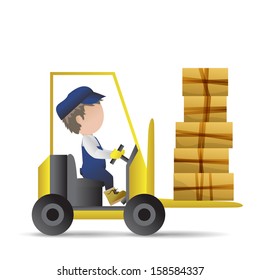 Very Detailed Drawn Transport Worker - Isolated On White Background - Vector Illustration, Graphic Design.