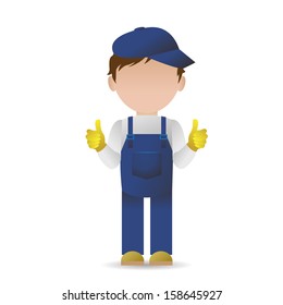 Very Detailed Drawn Transport Worker Shows Thumb Up - Isolated On White Background - Vector Illustration, Graphic Design Editable For Your Design 