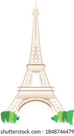 very detailed hand drawn vector illustration of Eiffel Tower 