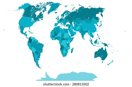 Very detailed political world map. Each country placed on a separate layer. Name of layer consists name of country and name of its capital. Map based on a map of Cartography company, Ukraine, 2014.