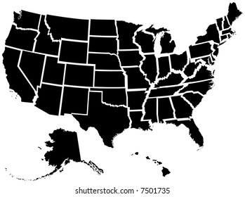 Very detailed vector file of all fifty states. Each state is grouped individually and labeled in the layers palette.