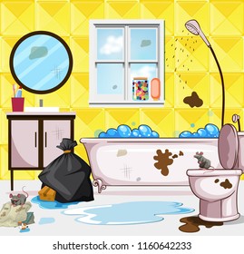 Very dirty bathroom scene illustration
