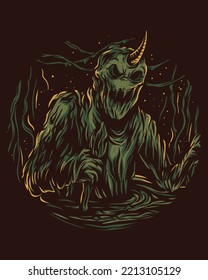 very disgusting one-horned character vector illustration artwork