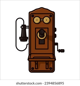 Very early vintage landline telephone isolated vector illustration for Alexander Graham  Bell Day on arch 7