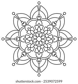 muito fácil e calmante design de mandala para colorir página do livro, relaxante arte de mandala para design de hena, arte de parede
