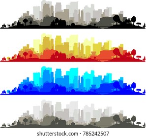 The very edge of a city, trees and all, including a little bit of construction right in the middle.