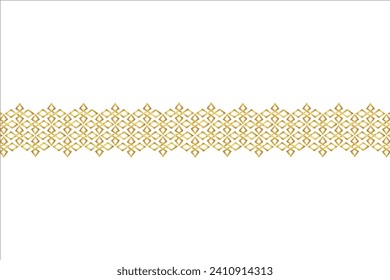 A very elegant batik motif belt pattern in gold color with a white background behind it. Very high and unique vector art