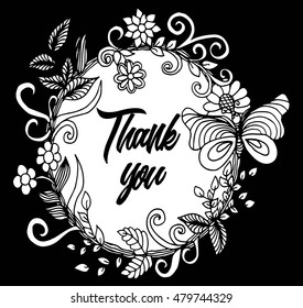 Very elegant high quality vintage artistic doodle vector thank you card. 